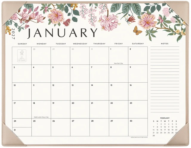 Main image of Desk Calendar 2027, Large Desk Pad Calendar 22 x 17" (Apricot) Large Desk Calendar with Desktop Mat From January 2027 to June 2028, Floral Design Calendar 2027 for Home School and Office