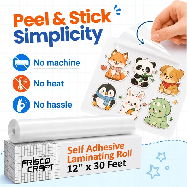 Alt view image 2 of 7 - Transparent Glossy Self Adhesive Laminating Roll 12" x 30 ft Self Laminating Sheets for Decals, Sticker, Photos & More No Heat Sealing, Clear Sheets