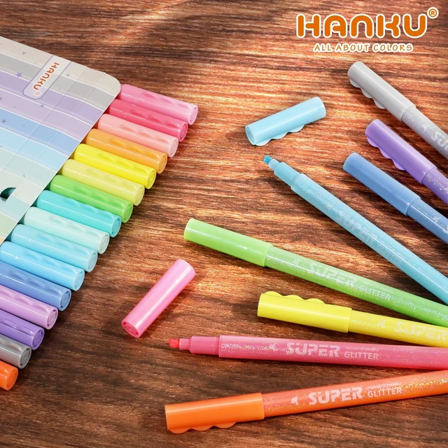 Alt view image 6 of 7 - Glitter Highlighters, 16 Pack, Assorted Chisel Tip Aesthetic Markers Smooth Shimmering Pastel Ink Perfect for Bullet Journaling, Bible Study, Adult Coloring, and School Supplies