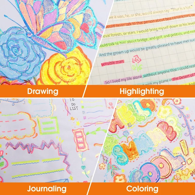 Alt view image 5 of 7 - Glitter Highlighters, 16 Pack, Assorted Chisel Tip Aesthetic Markers Smooth Shimmering Pastel Ink Perfect for Bullet Journaling, Bible Study, Adult Coloring, and School Supplies