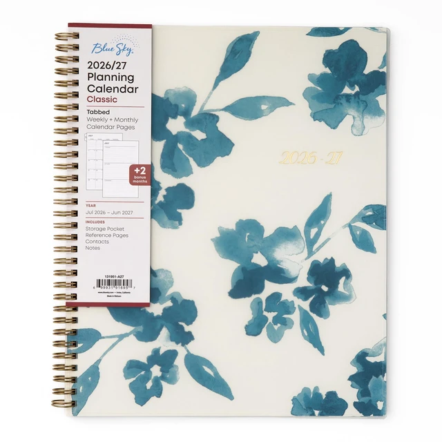 Main image of 2026-2027 Weekly & Monthly Academic Planner, 8.5"x11", Bakah July 2026 - June 2027, Flexible Cover, Wirebound, Storage Pocket, Academic Year