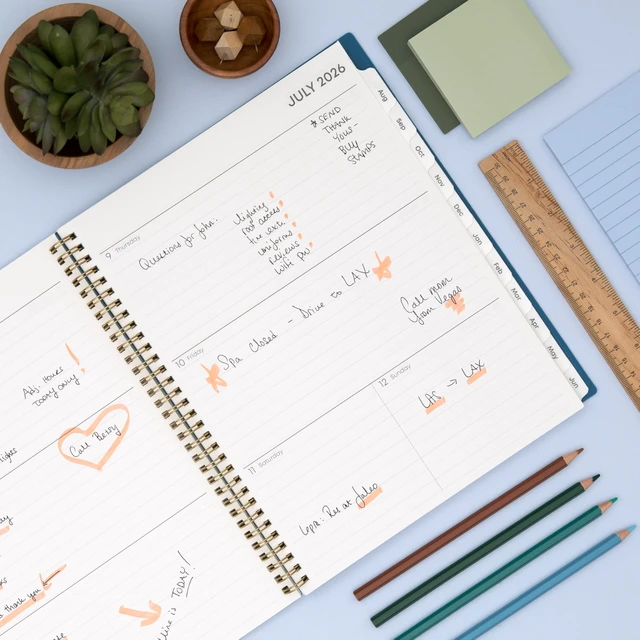Alt view image 2 of 7 - 2026-2027 Weekly & Monthly Academic Planner, 8.5"x11", Bakah July 2026 - June 2027, Flexible Cover, Wirebound, Storage Pocket, Academic Year