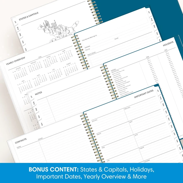 Alt view image 5 of 7 - 2026-2027 Weekly & Monthly Academic Planner, 8.5"x11", Bakah July 2026 - June 2027, Flexible Cover, Wirebound, Storage Pocket, Academic Year