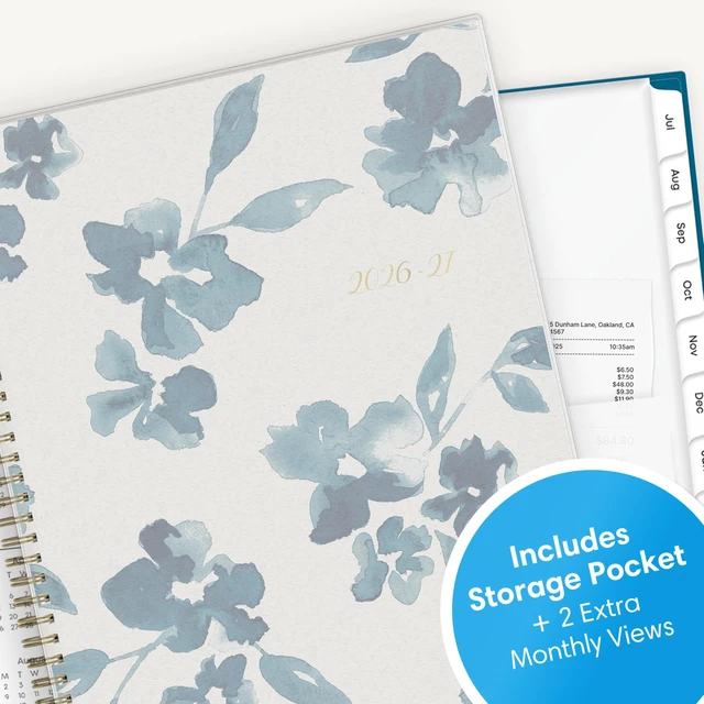 Alt view image 6 of 7 - 2026-2027 Weekly & Monthly Academic Planner, 8.5"x11", Bakah July 2026 - June 2027, Flexible Cover, Wirebound, Storage Pocket, Academic Year