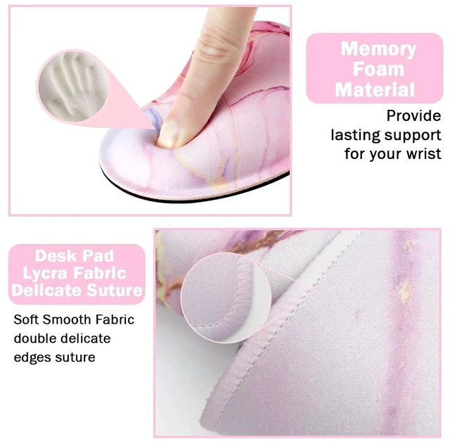 Alt view image 2 of 6 - Keyboard Mouse Pad Set, Extended Mouse Pad+Keyboard Wrist Rest Support, Memory Foam Ergonomic Easy Typing, 3Pcs (35.4×15.7 in) Desk Pad Set for Home Office Study Game- Pink Marble
