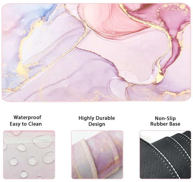 Alt view image 3 of 6 - Keyboard Mouse Pad Set, Extended Mouse Pad+Keyboard Wrist Rest Support, Memory Foam Ergonomic Easy Typing, 3Pcs (35.4×15.7 in) Desk Pad Set for Home Office Study Game- Pink Marble