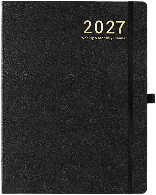Main image of 2027 Planner - Jan 2027 - Dec 2027, 2027 Planner Weekly and Monthly 2027 Calendar Planner, 8.5" x 11", Leather Cover Planner with Thick Paper, Back Pocket with Notes Pages, Black