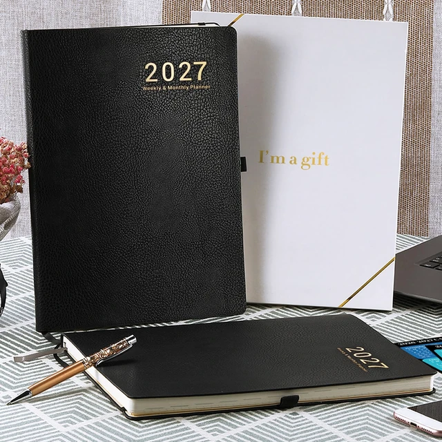 Alt view image 2 of 7 - 2027 Planner - Jan 2027 - Dec 2027, 2027 Planner Weekly and Monthly 2027 Calendar Planner, 8.5" x 11", Leather Cover Planner with Thick Paper, Back Pocket with Notes Pages, Black