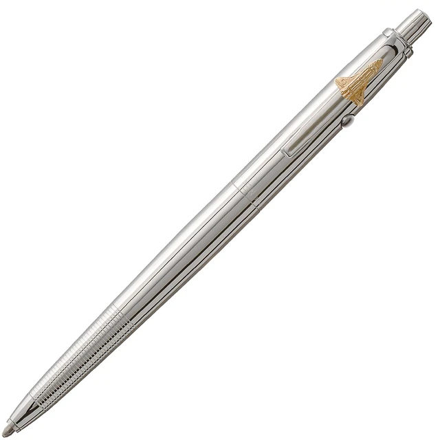 Main image of Space Pen Chrome Shuttle Emblem Original Astronaut Pen, Gift Box Pressurized Ballpoint Pen Writes Upside Down and in Extreme Temperatures, Black Ink, Medium Point, Pocket Clip, Made in USA