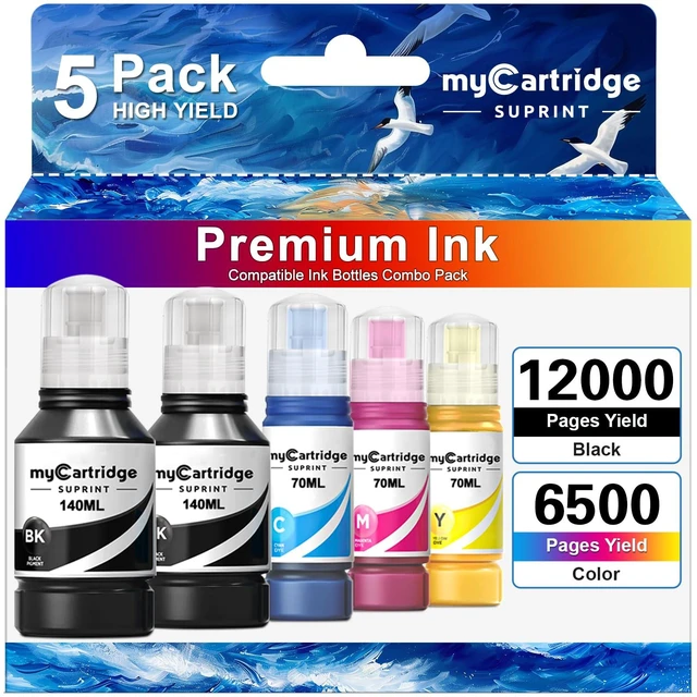Main image of MC SUPRINT Replacement for 502 Ink Refill Bottles High Capacity 5 Bottles Works with EcoTank ET-3850 ET-2850 ET-4850 ET-2800 ET-3760 ET-3830 ET-2980 ET-15000 Printer for Home & Office Daily Use