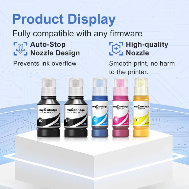 Alt view image 3 of 6 - MC SUPRINT Replacement for 502 Ink Refill Bottles High Capacity 5 Bottles Works with EcoTank ET-3850 ET-2850 ET-4850 ET-2800 ET-3760 ET-3830 ET-2980 ET-15000 Printer for Home & Office Daily Use