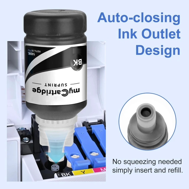 Alt view image 4 of 6 - MC SUPRINT Replacement for 502 Ink Refill Bottles High Capacity 5 Bottles Works with EcoTank ET-3850 ET-2850 ET-4850 ET-2800 ET-3760 ET-3830 ET-2980 ET-15000 Printer for Home & Office Daily Use