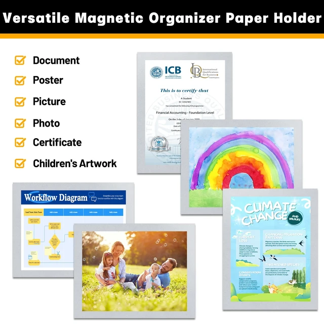 Alt view image 6 of 7 - 20Packs Magnetic Sign Holder 8.5x11 for Fridge & Metal Surfaces - Magnetic Frames with File/Paper/Document Holder - Photos/Pictures/Posters Frame for Commercial Offices/Stores (Silver)