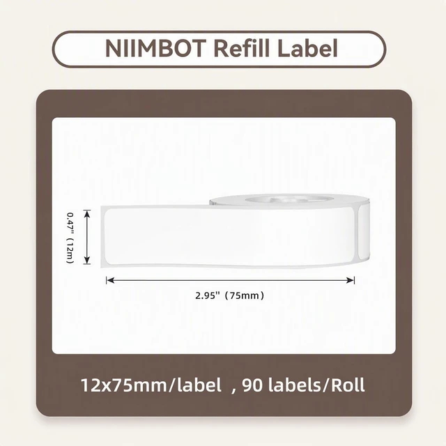 Alt view image 3 of 7 - D110/D11/D101 Labels, 0.47"×2.95" (12×75mm), 90 Labels/Roll, White 3 Rolls of Self-Adhesive Labeling Tape Replacement, Waterproof Thermal Label Refills for Home Office School Organization