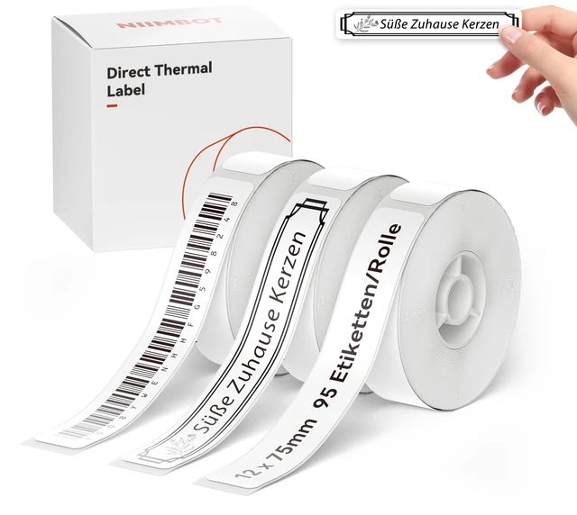 Main image of D110/D11/D101 Labels, 0.47"×2.95" (12×75mm), 90 Labels/Roll, White 3 Rolls of Self-Adhesive Labeling Tape Replacement, Waterproof Thermal Label Refills for Home Office School Organization