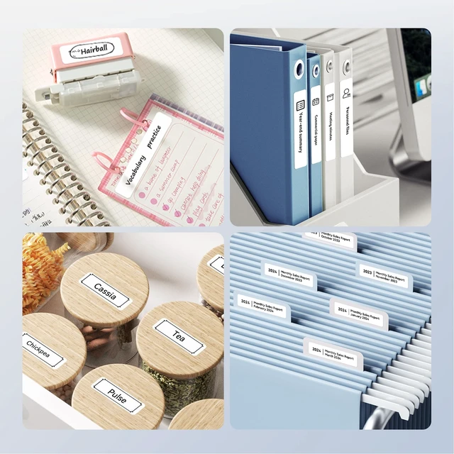 Alt view image 6 of 7 - 3 Rolls Set Labels Compatible for D110/D11/D101 Label Printer, 0.47" X 1.57" (12 X 40mm), Black on White, Waterproof Self-Adhesive D110 Labels for Home, Kitchen, School, Office