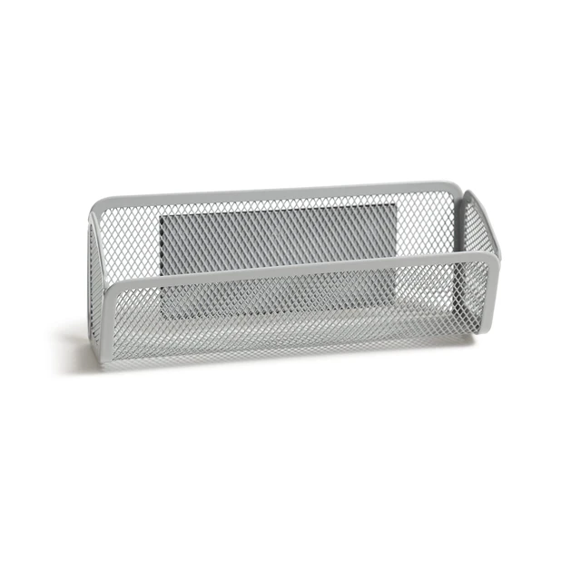 Alt view image 6 of 7 - 3-Piece Locker Organizer Shelf, Magnetic Mesh Cup and Bin, Grey The folding shelf holds up to 25 lb in a school, gym or work locker; the cup and bin grip the door on their own magnets