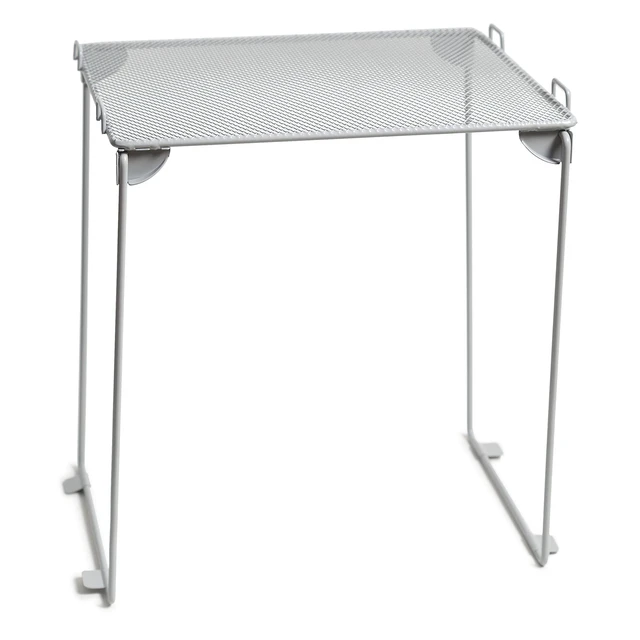 Alt view image 5 of 7 - 3-Piece Locker Organizer Shelf, Magnetic Mesh Cup and Bin, Grey The folding shelf holds up to 25 lb in a school, gym or work locker; the cup and bin grip the door on their own magnets