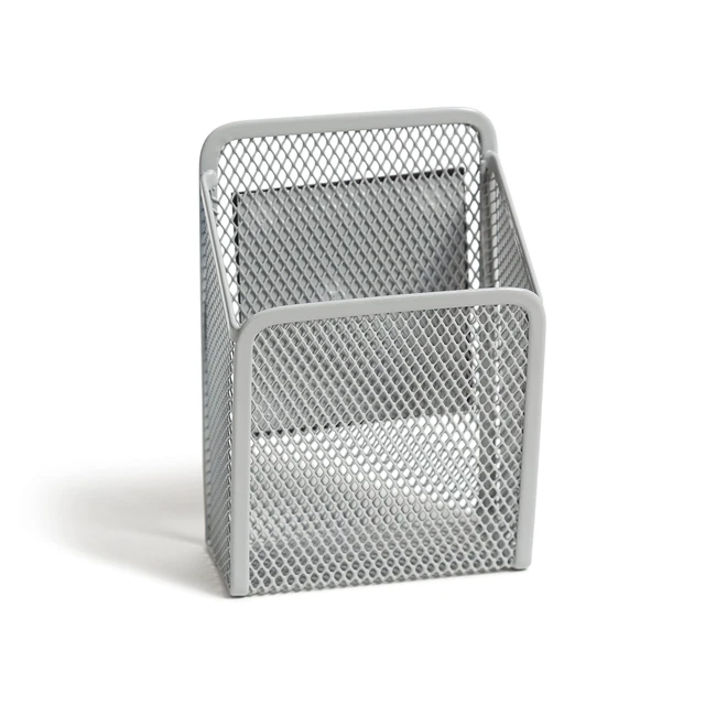 Alt view image 7 of 7 - 3-Piece Locker Organizer Shelf, Magnetic Mesh Cup and Bin, Grey The folding shelf holds up to 25 lb in a school, gym or work locker; the cup and bin grip the door on their own magnets
