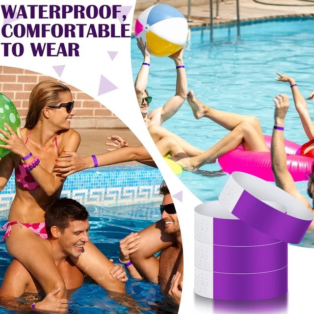 Alt view image 5 of 6 - 1200 Pack Paper Wristbands,Purple Plastic Wristbands for Event Party Wrist Band Colored Adhesive Neon Identification Hand Bands, Concert, Festivals, Waterproof