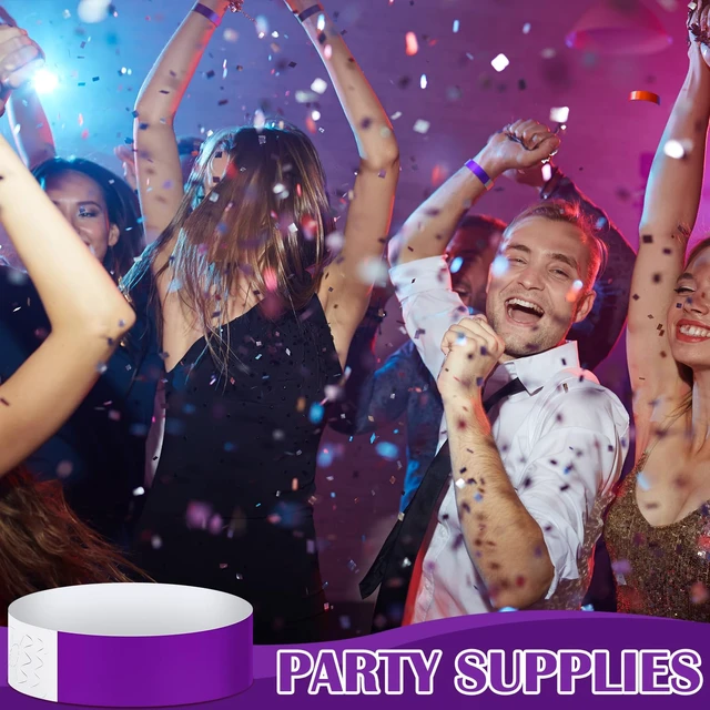 Alt view image 6 of 6 - 1200 Pack Paper Wristbands,Purple Plastic Wristbands for Event Party Wrist Band Colored Adhesive Neon Identification Hand Bands, Concert, Festivals, Waterproof