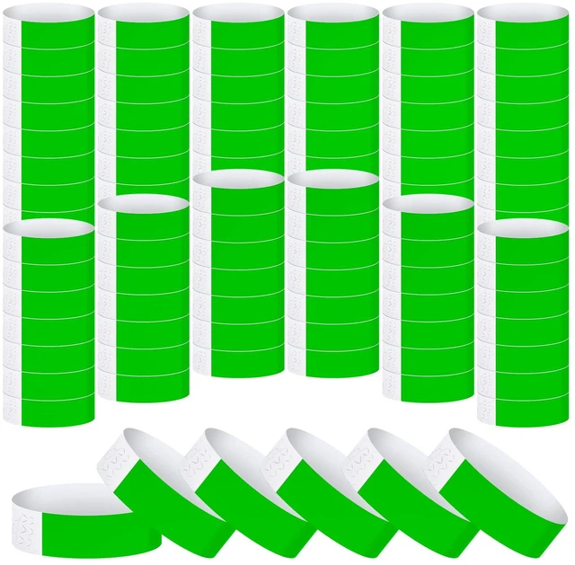 Main image of 1200 Pack Paper Wristbands,Neon Green Plastic Wristbands for Event Party Wrist Band Colored Adhesive Neon Identification Hand Bands, Concert, Festivals, Waterproof