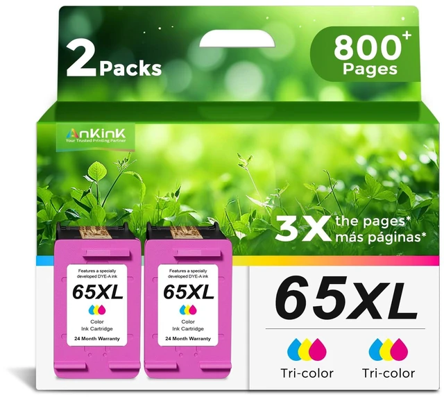 Main image of 65XL Color Ink Cartridge Replacement for HP Ink 65 HP65 XL HP65XL 2 Color Combo Pack, For 5055 5000 5052 5010 5070 5014 3755 3700 3772 2600 3752 2652 2655 2622 2640 Printers, High-Yield