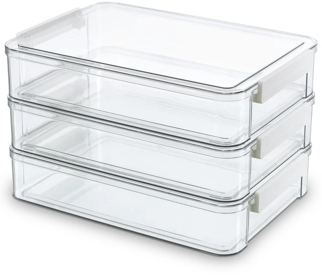 Main image of 3Packs 13''x9''Paper Storage Box with Lids, Art Supply Organizer Latches Designed for Sensory Activities, Classroom Learning, Crafts and Small toys. Organize Fillers, Art Supplies