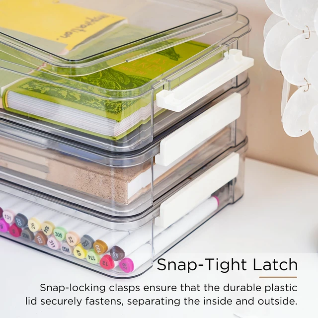 Alt view image 4 of 7 - 3Packs 13''x9''Paper Storage Box with Lids, Art Supply Organizer Latches Designed for Sensory Activities, Classroom Learning, Crafts and Small toys. Organize Fillers, Art Supplies