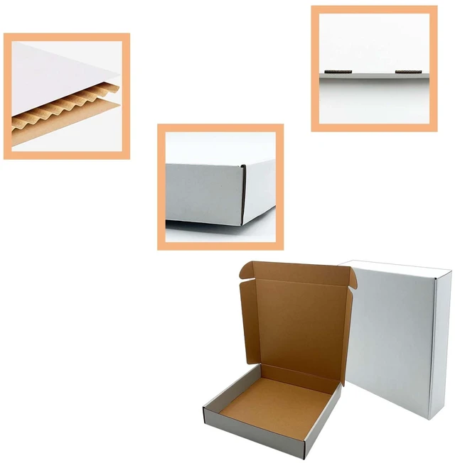 Alt view image 7 of 7 - 11x11x2 Inch Shipping Boxes Set of 25,White Corrugated Cardboard Mailers Recycled Literature Mailer, Small Business Packaging, Mailing, Moving, Storage, Gifting, Wrapping, E-Commerce, Tuck Top