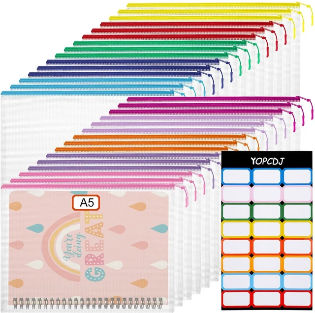 Main image of 30PCS Mesh Zipper Pouch Bags, A5 9.4x6.9 Inches Waterproof Mesh Bags with Zipper, Plastic Zipper Pouches for Organizing, Mesh Bags for Travel Storage School Supplies, 10 Colors Assortment