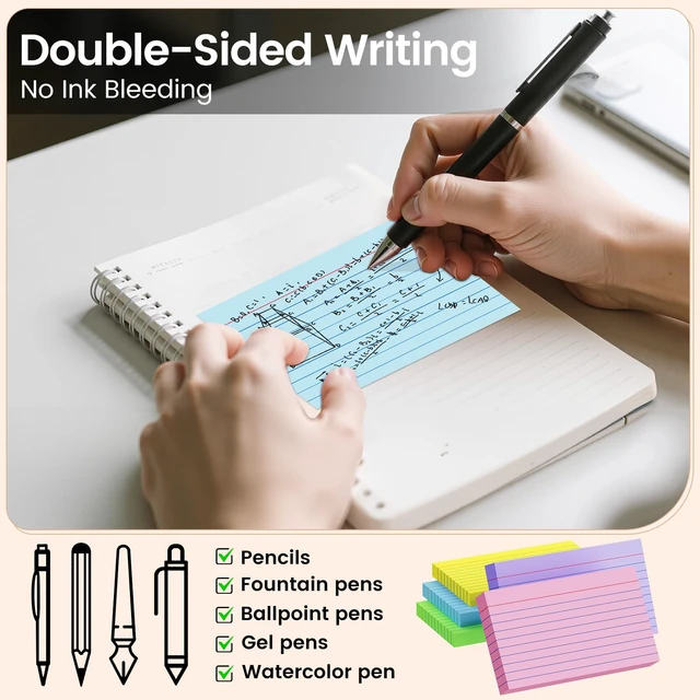 Alt view image 7 of 7 - Index Cards 3x5 Inch, 500sheets, Flash Cards,Ruled Lined Colored Note Cards Paper For Studying, Schools Supplies, College, Office And Home Organization, Note Taking Supplies