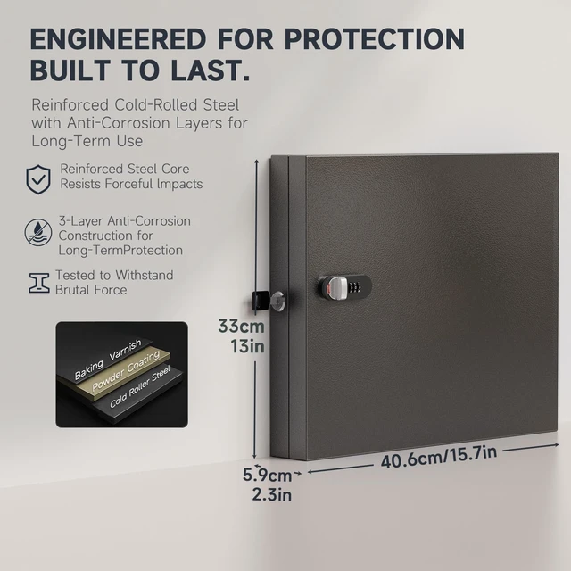 Alt view image 2 of 7 - 48 Key Lock Box, Steel Key Cabinet with Combination Lock & Key Wall Mounted Key Organizer Box with Key Management App (Record Key Borrow/Return) for Home, Small Office, School, Rental