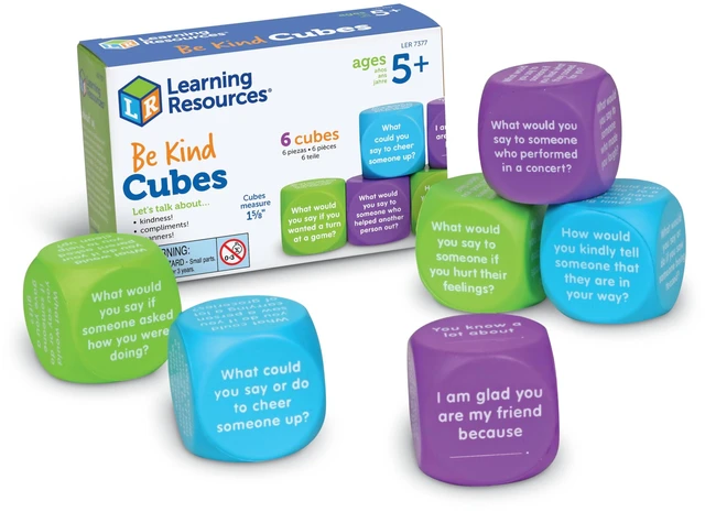Main image of Be Kind Cubes, 6 pieces, Ages 5+ Social Emotional Toys, Speech Therapists Materials, Emotional Intelligence Toys