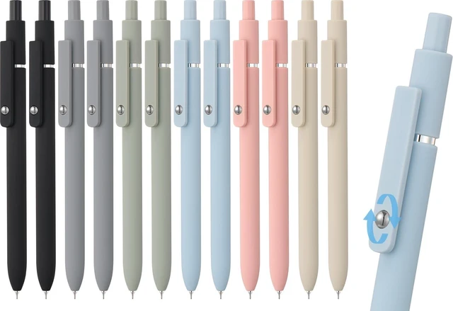 Main image of Cute Black Gel Pens, 12Pcs 0.5mm Quick Dry Black Ink Pens Ballpoint 0.5mm Fine Point Black Ink Aesthetic Pen for School Office Supplies, Retractable Fidget Pen for Nurses Men Women