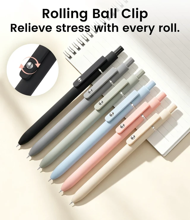 Alt view image 6 of 7 - Cute Black Gel Pens, 12Pcs 0.5mm Quick Dry Black Ink Pens Ballpoint 0.5mm Fine Point Black Ink Aesthetic Pen for School Office Supplies, Retractable Fidget Pen for Nurses Men Women