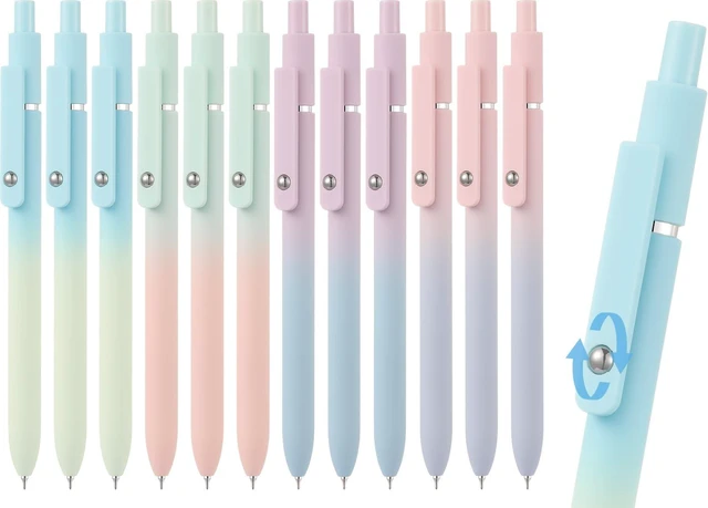 Main image of Cute Gel Pens, 12Pcs 0.7mm Quick Dry Black Ink Pens Ballpoint 0.7mm Medium Point Black Ink Aesthetic Pen for School Office Supplies, Retractable Fidget Pen for Nurses, Gifts for Women