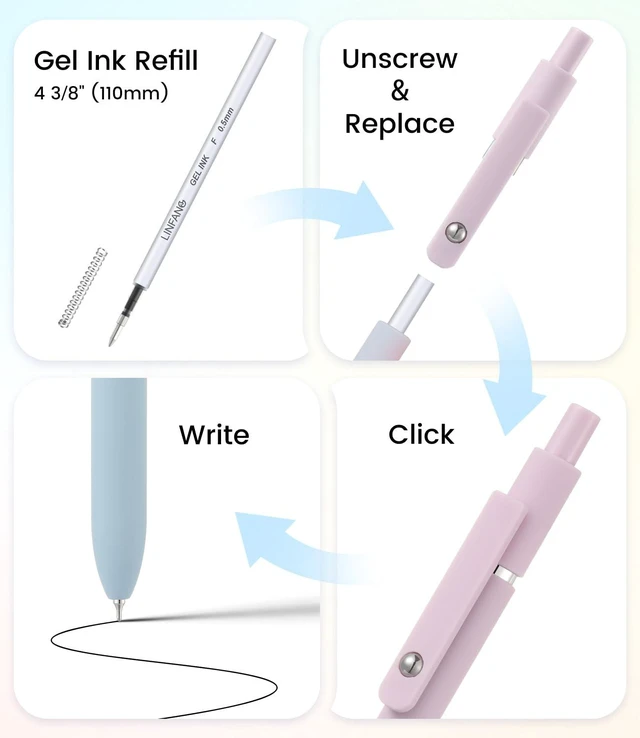 Alt view image 4 of 7 - Cute Gel Pens, 12Pcs 0.7mm Quick Dry Black Ink Pens Ballpoint 0.7mm Medium Point Black Ink Aesthetic Pen for School Office Supplies, Retractable Fidget Pen for Nurses, Gifts for Women