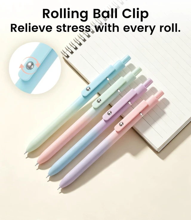 Alt view image 6 of 7 - Cute Gel Pens, 12Pcs 0.7mm Quick Dry Black Ink Pens Ballpoint 0.7mm Medium Point Black Ink Aesthetic Pen for School Office Supplies, Retractable Fidget Pen for Nurses, Gifts for Women