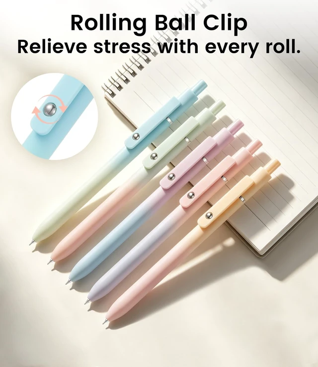 Alt view image 6 of 7 - Gel Pens, 10 pcs Medium Point 0.7mm, Gradient Color, Black Ink, Retractable Design, Aesthetic Pens for Journaling, School Supplies, Office Supplies