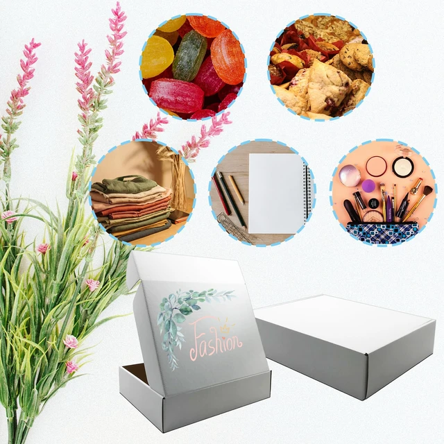 Alt view image 4 of 7 - 13x10x3 Inch White Shipping Box 20 Pack,Craft Gift Box,Mailing,Packaging Easily Assemble,Lightwight, Shipping,Packaging,Recyclable Storage,E-commerce,Literature Mailing, Luck Top, Corrugated Carton
