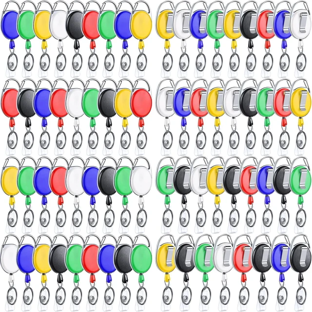 Main image of 120 Pack Retractable Badge Holder Reel with Clip, 6 Colors Key Ring Attachment, Heavy Duty Reel for ID Cards, For Office Nurses Doctors Employees Students, Bulk Pack with Clip