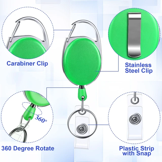 Alt view image 3 of 6 - 120 Pack Retractable Badge Holder Reel with Clip, 6 Colors Key Ring Attachment, Heavy Duty Reel for ID Cards, For Office Nurses Doctors Employees Students, Bulk Pack with Clip