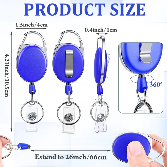 Alt view image 2 of 6 - 120 Pack Retractable Badge Holder Reel with Clip, 6 Colors Key Ring Attachment, Heavy Duty Reel for ID Cards, For Office Nurses Doctors Employees Students, Bulk Pack with Clip