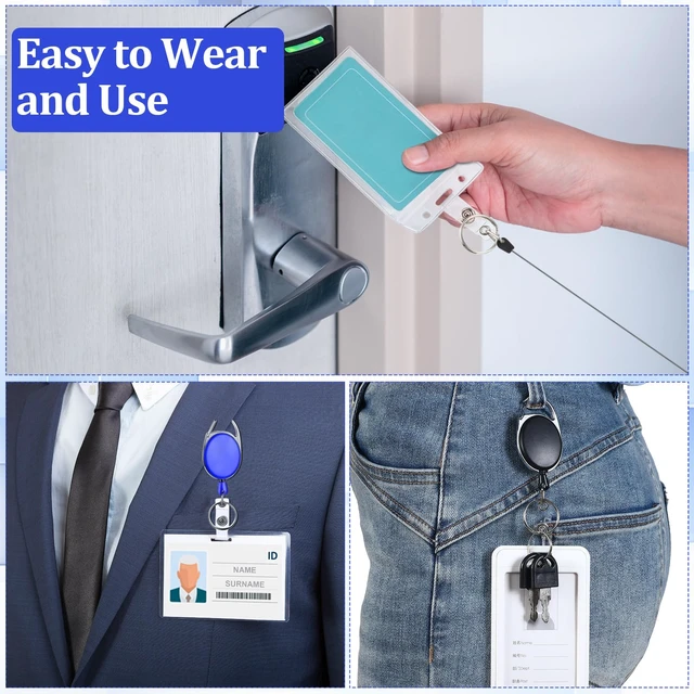 Alt view image 5 of 6 - 120 Pack Retractable Badge Holder Reel with Clip, 6 Colors Key Ring Attachment, Heavy Duty Reel for ID Cards, For Office Nurses Doctors Employees Students, Bulk Pack with Clip
