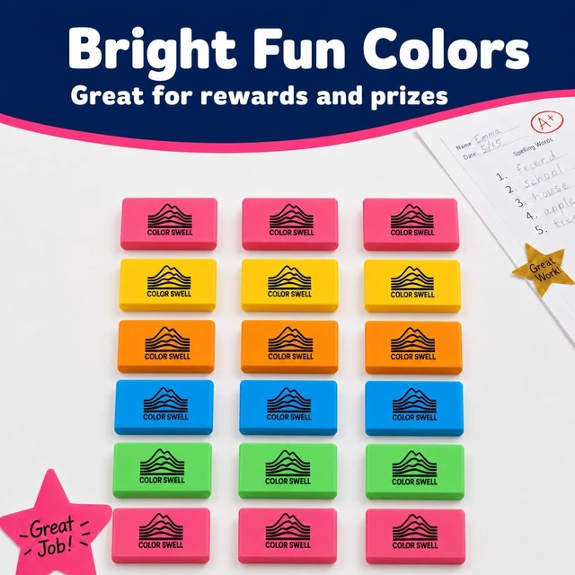 Alt view image 4 of 7 - Bulk Pink Erasers - 108 Pack of Neon and Pink Erasers Neon and Pink, For Offices, Classroom, Kids, Students, Families, Donations