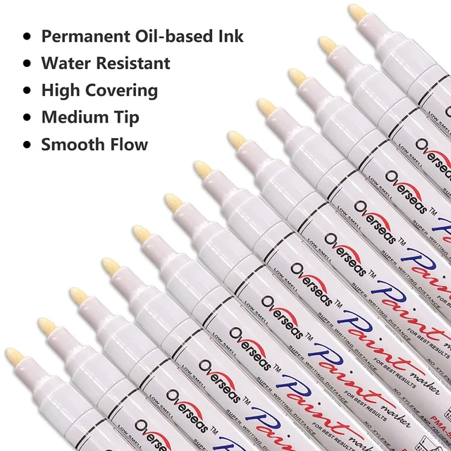 Alt view image 2 of 7 - 12 White Paint Pens Permanent Markers, Oil Based Paint Markers (Pack of 2)