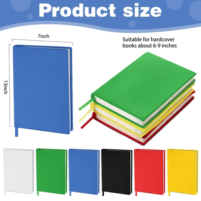 Alt view image 2 of 6 - 6 Pack Stretchable Book Covers 6-9 Inch Colored Fabric Reusable Book Protector Sleeve for Hardcovers Textbook Protection Supplies(Rainbow Color)