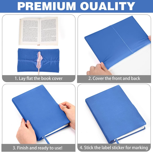 Alt view image 4 of 6 - 6 Pack Stretchable Book Covers 6-9 Inch Colored Fabric Reusable Book Protector Sleeve for Hardcovers Textbook Protection Supplies(Rainbow Color)