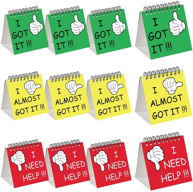 Main image of 48 Pcs I Need Help Mini Flip Chart Self Assessment Classroom Signs 3-color Progress Cards, Spiral Desktop Stand, Practical Teaching Supplies & Classroom Behavior Tool for Teachers & Students